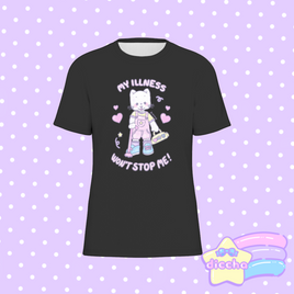 ♡ my illness won’t stop me! kitty tee - black ♡