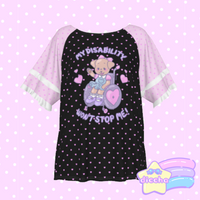 
              ♡ my disability won’t stop me! puppy frilly tee - black ♡
            