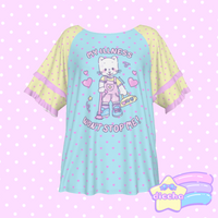 
              ♡ my illness won’t stop me! kitty frilly tee - blue ♡
            