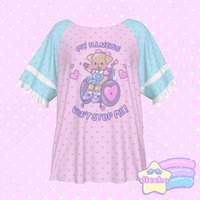 
              ♡ my illness won’t stop me! puppy frilly tee - pink ♡
            