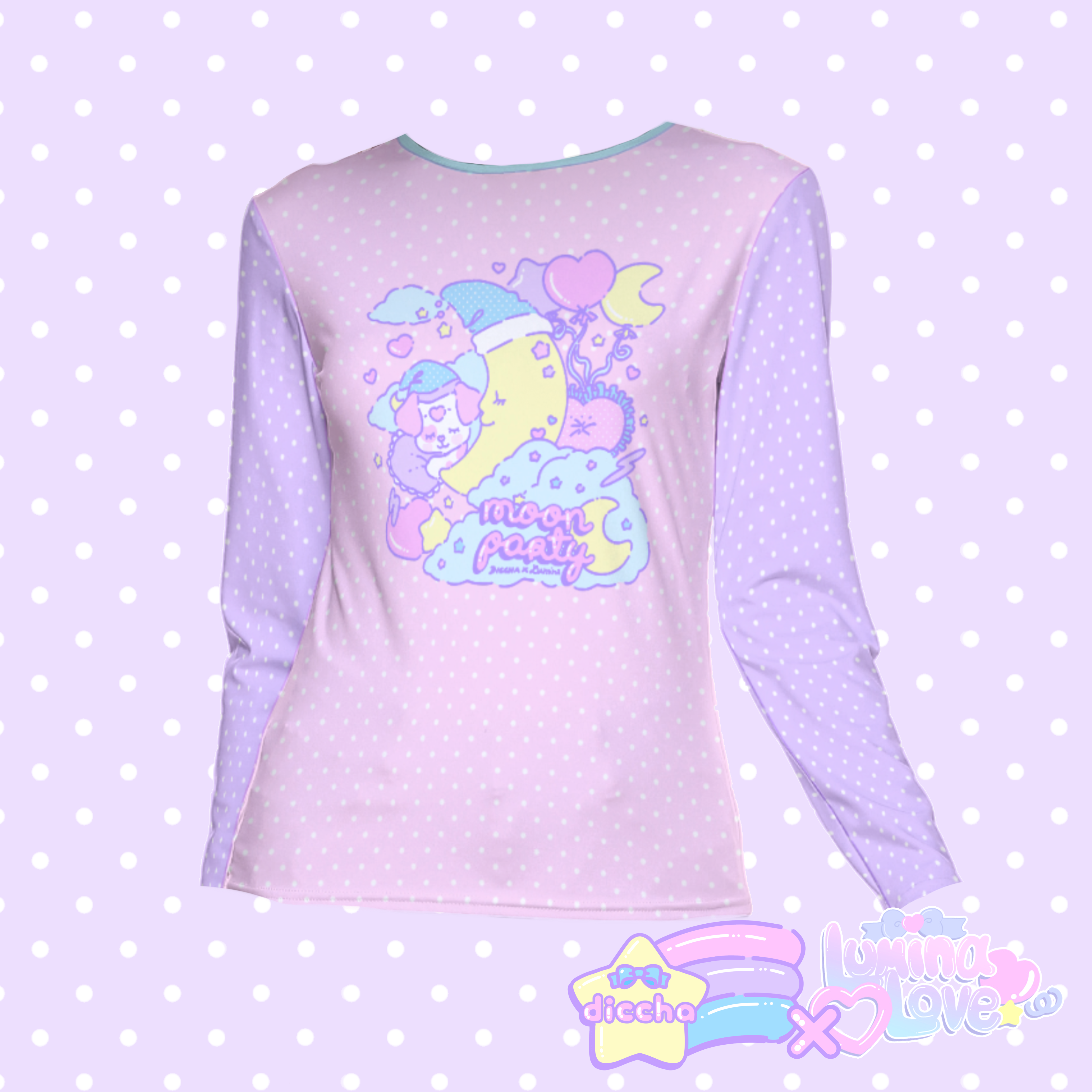 ♡ lumina love x diccha moon party long sleeve tee - pink ♡| diccha