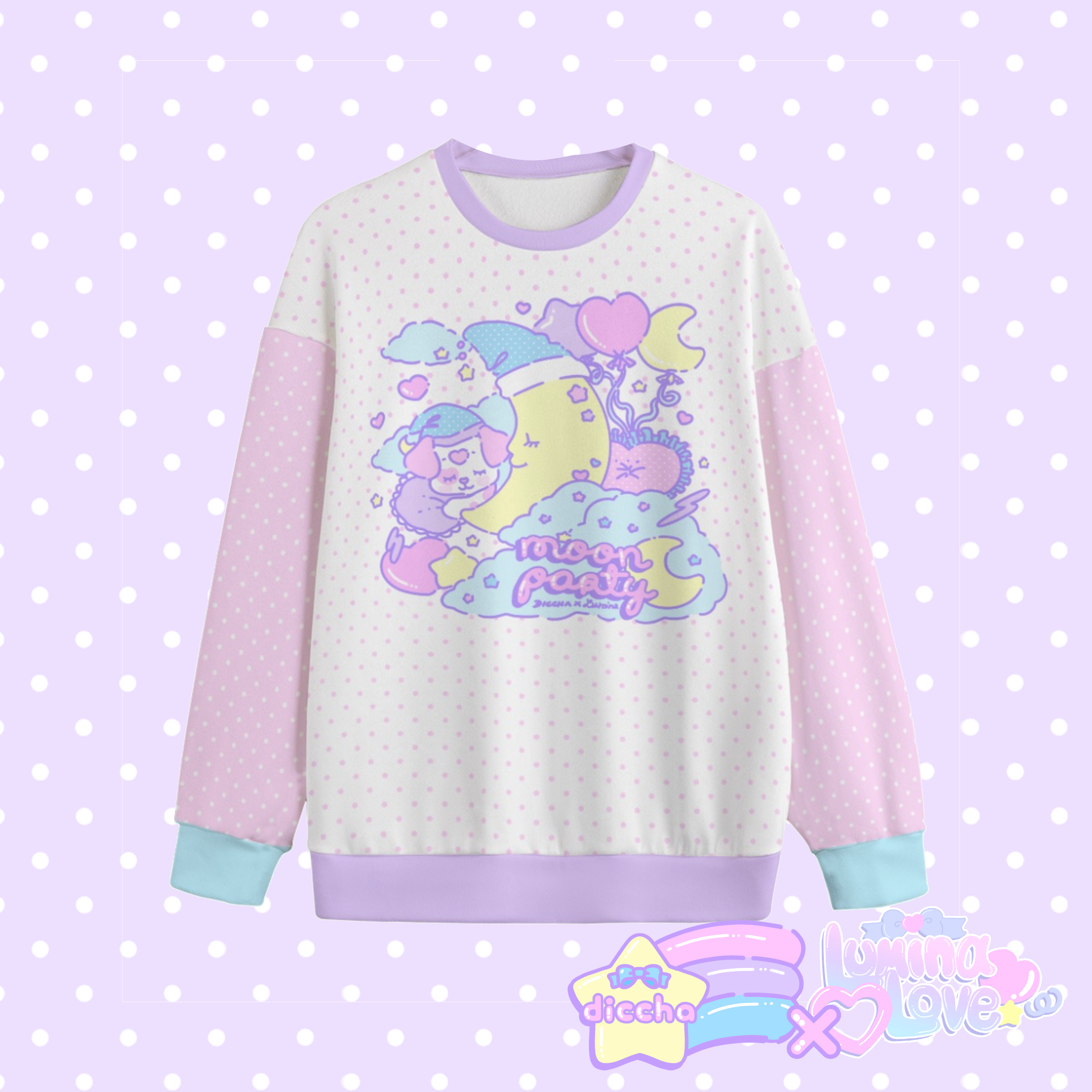 ♡ lumina love x diccha moon party long sleeve tee - white ♡| diccha