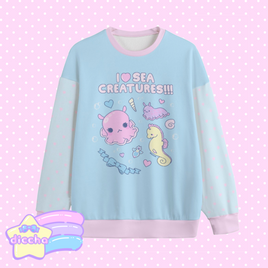 ♡ sea creatures sweatshirt ♡