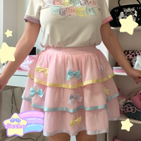 
              * ੈ✩ colorful bows tiered tutu skirt - pink PREORDER* ੈ✩
            