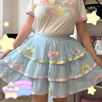 
              * ੈ✩ colorful bows tiered tutu skirt - light blue PREORDER* ੈ✩
            