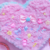 
              ♡ handmade fluffy heart bag - pink ♡
            
