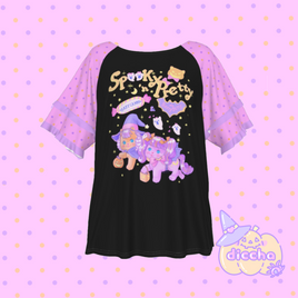 ♡ spooky n pretty frilly tee - black ♡ MIGHT NOT ARRIVE IN TIME FOR HALLOWEEN