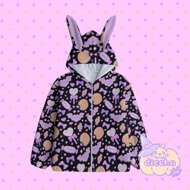 ♡ spooky candy fleece bunny hoodie - black ♡ MIGHT NOT ARRIVE IN TIME FOR HALLOWEEN
