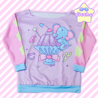 
              ♡ dessert buddies off shoulder sweatshirt - elephant ♡
            