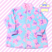 
              ♡ sweet bears fuzzy jacket - pink x baby blue ♡
            