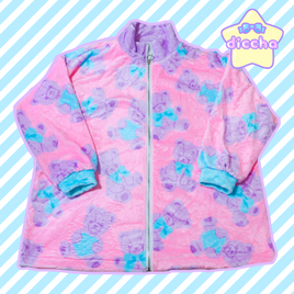 ♡ sweet bears fuzzy jacket - lilac x pink ♡