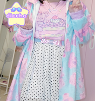 
              ♡ sweet bears fuzzy jacket - pink x baby blue ♡
            