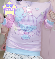 
              ♡ dessert buddies off shoulder sweatshirt - elephant ♡
            