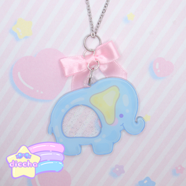 ♡ elephant rattle glitter necklace PREORDER ♡