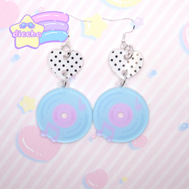 ♡ fancy record earrings - blue ♡