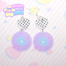 ♡ fancy record earrings - purple ♡