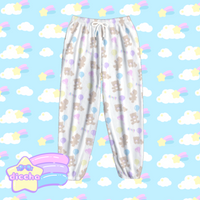 
              ♡ baby bears n balloons fleece pants - white ♡
            