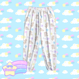 ♡ baby bears n balloons fleece pants - white ♡