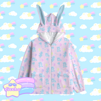 
              ♡ baby bears n balloons bunny hear fleece hoodie - pink ♡
            