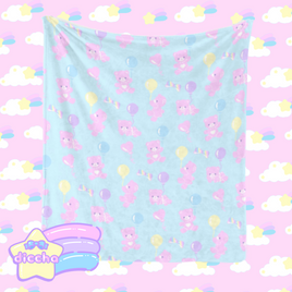 ♡ baby bears n balloons fleece blanket - blue ♡