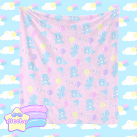 ♡ baby bears n balloons fleece blanket - pink ♡