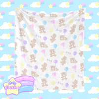 
              ♡ baby bears n balloons fleece blanket - white ♡
            