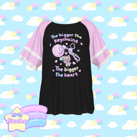 ♡ the bigger the keychains frilly tee - black ♡