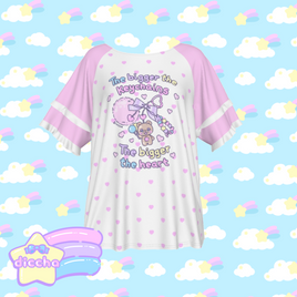 ♡ the bigger the keychains frilly tee - white ♡