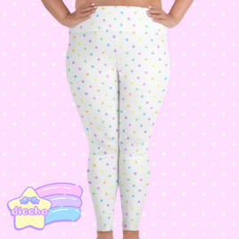♡ rainbow stars plus size leggings - white ♡