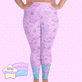♡ space cuties plus size leggings - pink ♡