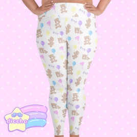 ♡ baby bears n balloons plus size leggings - white ♡