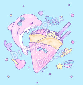 ♡ sweet-tooth cuties : dolphin art print PREORDER ♡