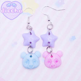 ♡ starry panda earrings ♡