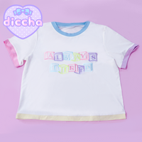 
              ♡ always tired colorblock embroidered tee ♡
            