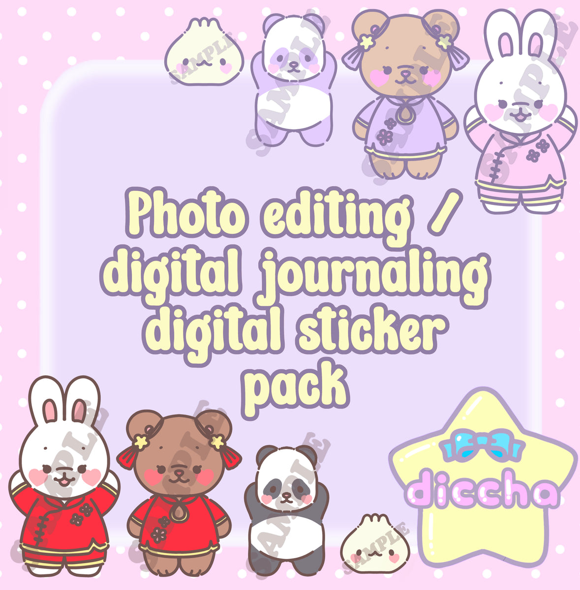 photo editing/ digital journaling sticker pack - traditional chinese ...